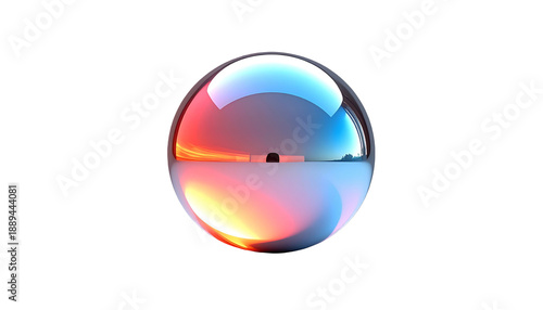 Colorful Glass Marble with Reflected Landscape.