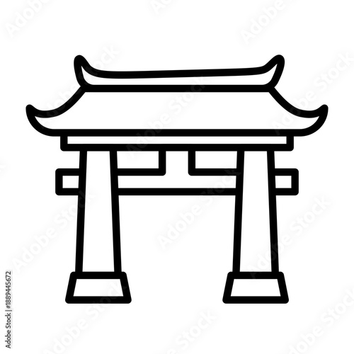 Traditional Japanese Torii Gate Outline Architectural Symbol