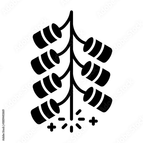 Black Firecracker Icon Vector Illustration Chinese New Year Celebration