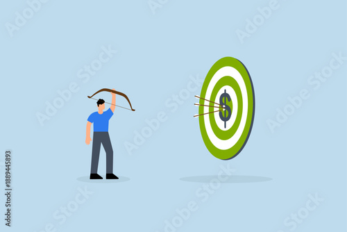 Financial target, businessman Archer hits a dart board
