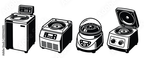 Laboratory centrifuges illustration for research equipment tools, experiments, and scientific applications.