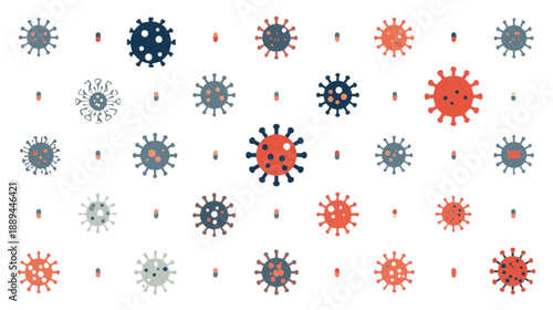Conceptual illustration of a global pandemic, showcasing numerous viral particles symbolizing widespread contagion, health threats, and unseen challenges to society