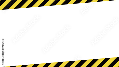 黄色と黒の警告色の斜めなストライプのフレーム。危険やエラーを警告する縞模様のあしらい。注意喚起のための枠のデザイン