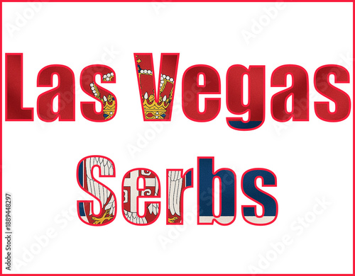 Canvas Print Bold “Las Vegas Serbs” typography filled with the Serbian national flag, celebra