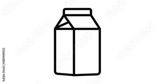 A simple black and white line drawing of a gable top carton likely containing a beverage