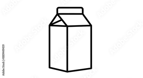 A simple black and white line drawing depicts a rectangular gable top carton likely for milk or juice