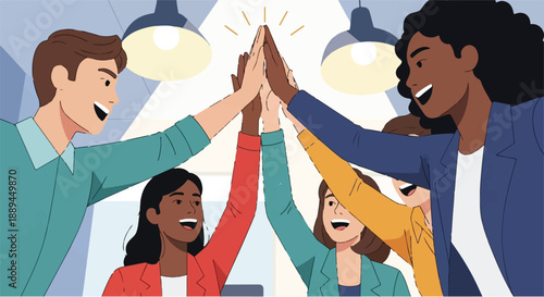 A vibrant illustration of a joyful woman skillfully capturing precious moments with her camera, embracing the art of photography and visual storytelling