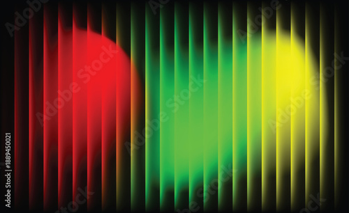 Abstract background with red, green, and yellow blurry circles behind vertical black and colored lines, creating a futuristic, vibrant, and energetic visual.