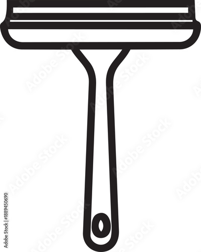 Glass squeegee icon, window water remover tool, cleaning tool for glass surfaces, streak-free window cleaning, flat vector illustration