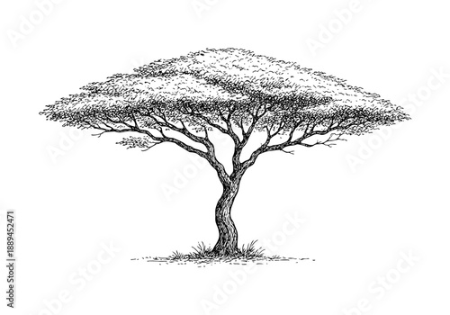 Acacia Tree Hand Drawn Illustration Vector by AZ for Books, Arts, Design and Decoration Graphic Asset