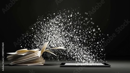 Wallpaper Mural Stack of paper documents disintegrating into pixels Torontodigital.ca