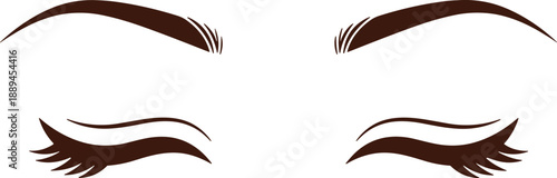 Stylized eyebrows and eyelashes vector set beauty makeup cosmetic elements feminine face decoration isolated brown silhouette design