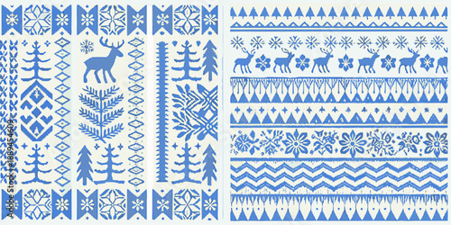 Winter wonderland patterns with snowflakes and reindeer