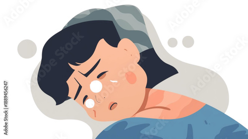 Close-up of a person's face showing their emotions and feelings while sleeping or resting