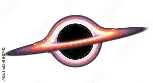 A black hole with a swirling ring of light and energy around it.