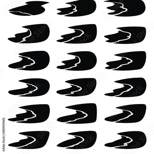 A grid of identical black silhouettes depicting a bird in mid flight