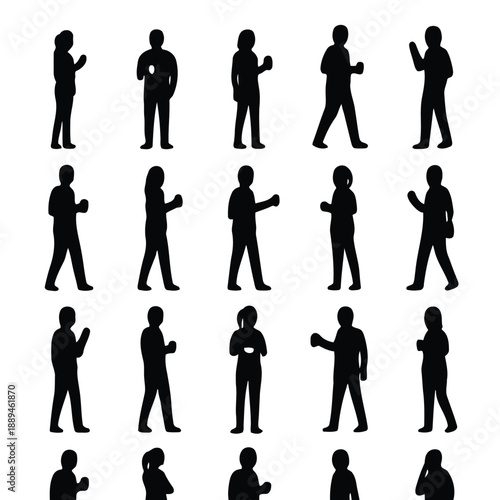 Silhouettes Of People Posing In Various Dynamic And Energetic Action Positions high quality