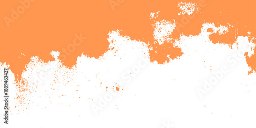 An artistic abstract orange backdrop features vibrant watercolor paint splashes and ink splatters with a grunge brush texture and liquid marble design elements