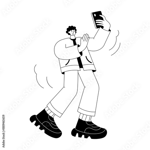 Hand drawn style illustration showing street walk
