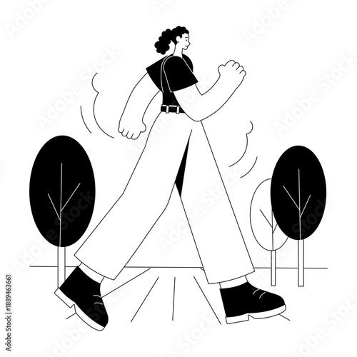 Hand drawn style illustration showing street walk
