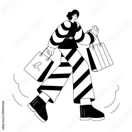 Hand drawn style illustration showing street walk
