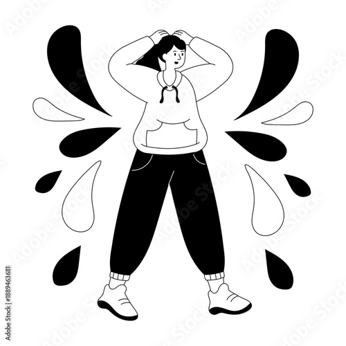 Hand drawn style illustration showing street walk
