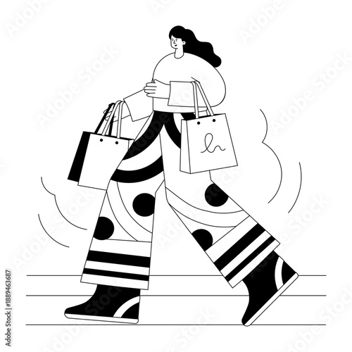 Hand drawn style illustration showing street walk
