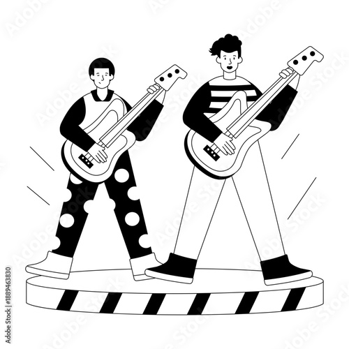 Hand drawn style illustration showing street walk
