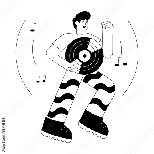 Hand drawn style illustration showing street walk
