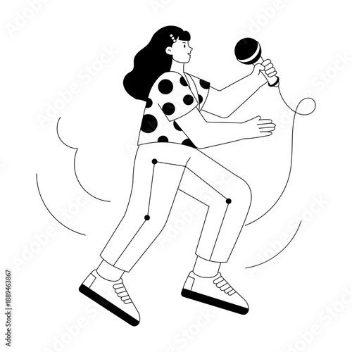 Hand drawn style illustration showing street walk
