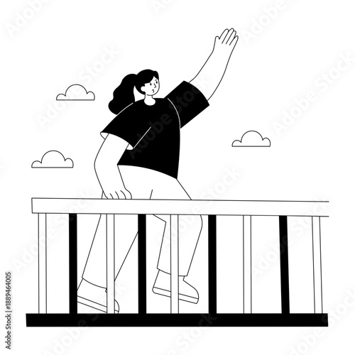 Hand drawn style illustration showing street walk
