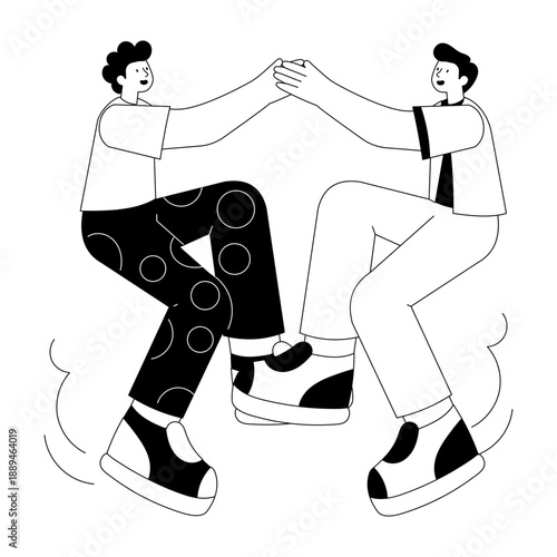 Hand drawn style illustration showing street walk
