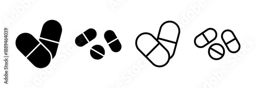 Pills icon vector illustration. capsule icon. Drug sign and symbol