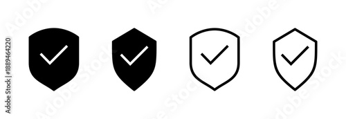 Shield check mark icon vector illustration. Protection approve sign. Insurance icon