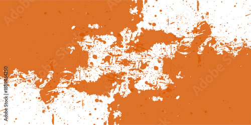 Aged orange grunge paint texture featuring a rough rusty metal surface with a peeling vintage pattern and dirty brown weathered backdrop design