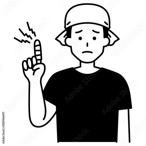 指を怪我している居酒屋の男性店員