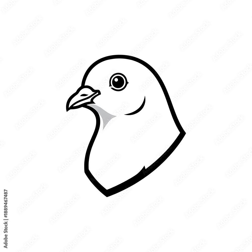 Obraz premium Minimalist Pigeon Head Outline Vector Design