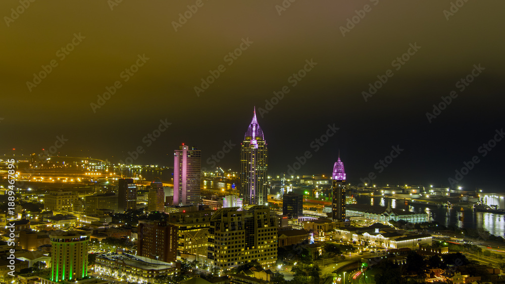 Fototapeta premium Aerial view of Downtown Mobile, Alabama