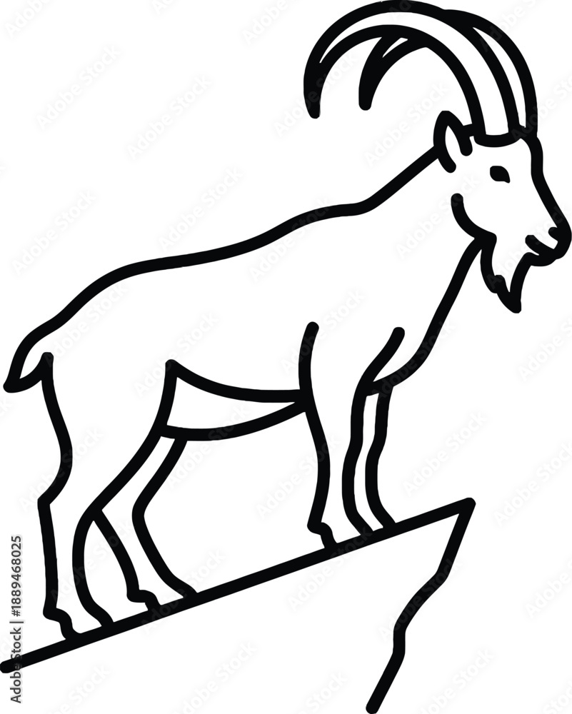 Fototapeta premium Black and White Illustration of Goat.