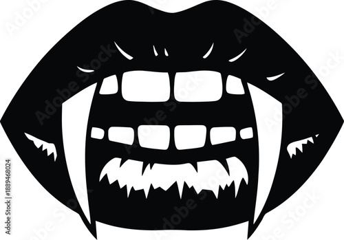 Black and White Illustration of Mouth.