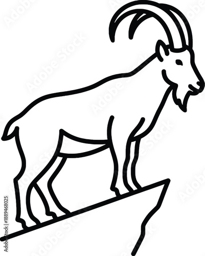 Black and White Illustration of Goat.