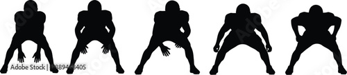 American Football Players Silhouettes Ready to Play.