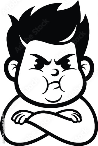 Angry Cartoon Character with Crossed Arms.
