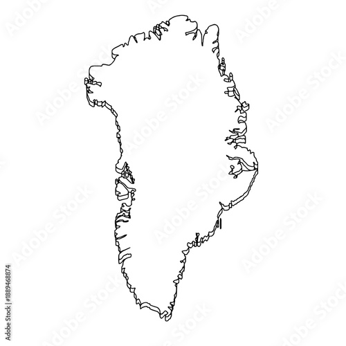 Outline for Coloring of Greenland Map on White Background. Vector Illustration.