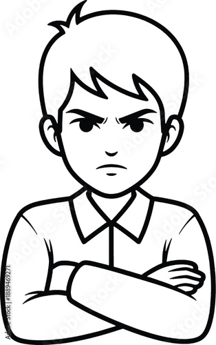 Angry Young Man with Folded Arms Portrait.