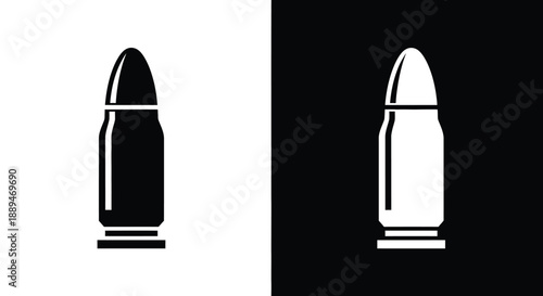 A stark visual representation of a single bullet depicted in both black and white contrasting forms