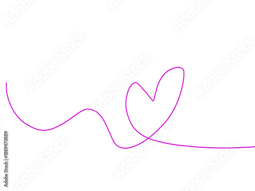 Continuous one line art drawing of heart isolated on white background