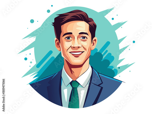 Watercolor style, cheerful young businessmen