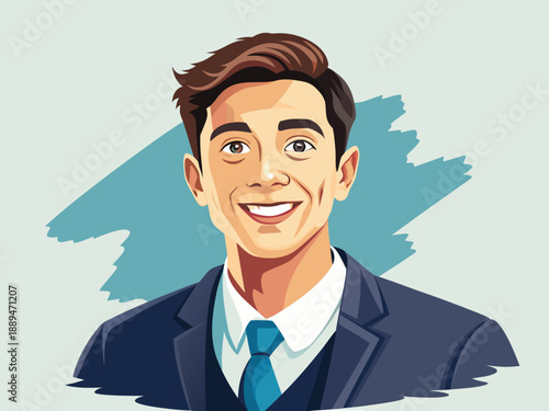 Watercolor style, cheerful young businessmen