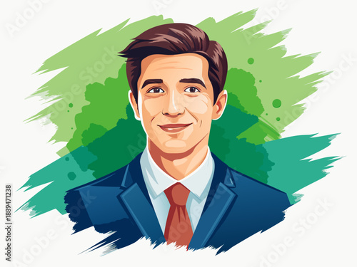 Watercolor style, cheerful young businessmen